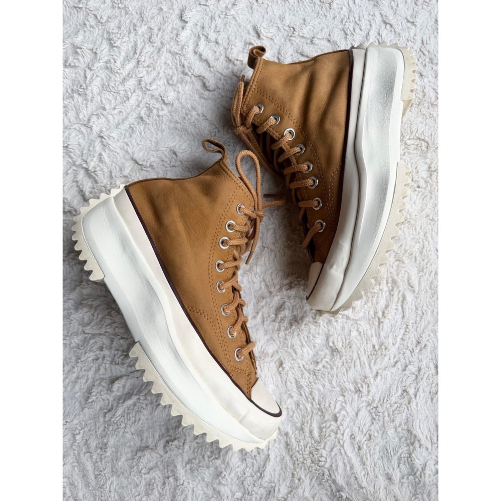Converse Run Star Hike High Top Leather Platform Sneakers Wheat Tan Lug Sole 8.5 - Picture 9 of 10